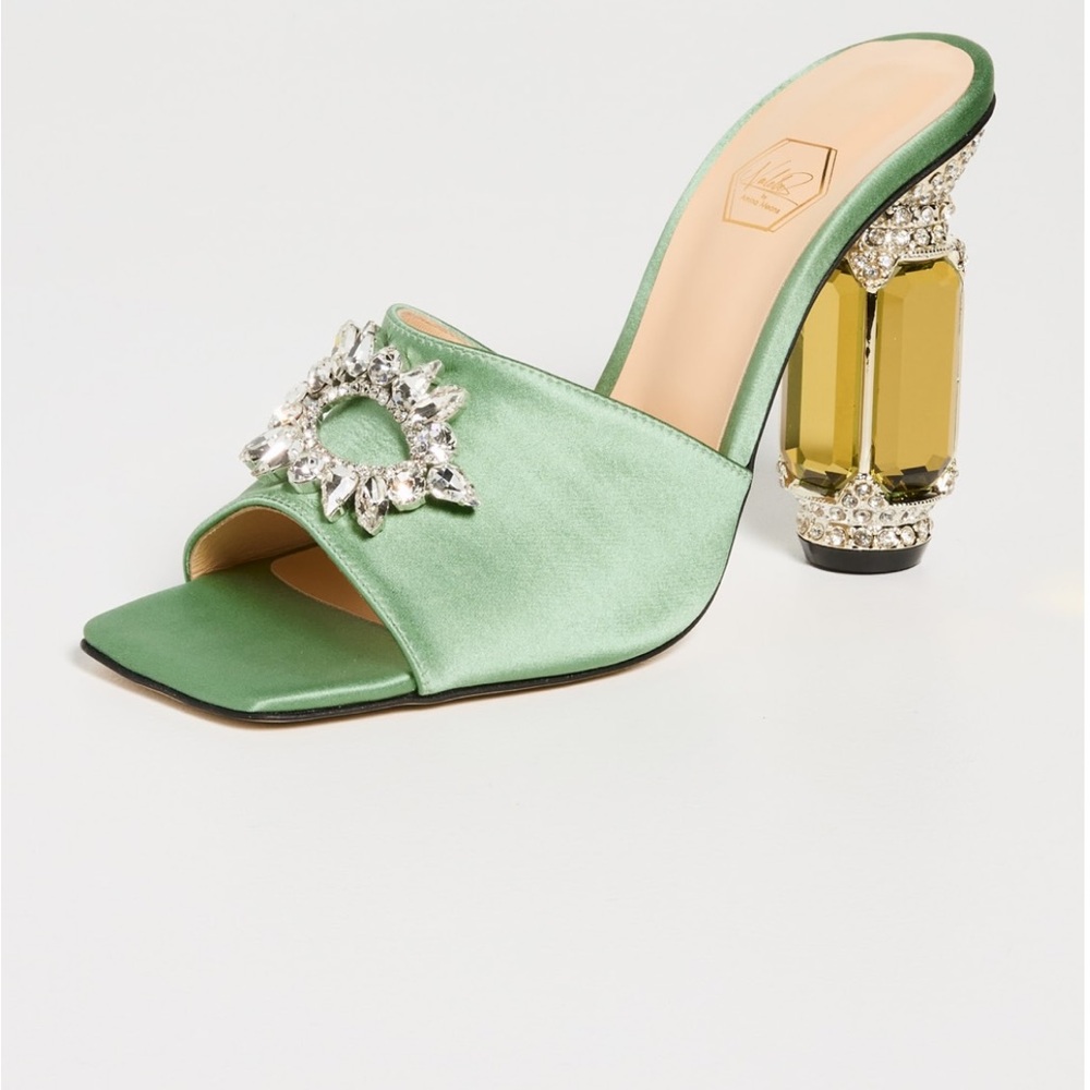 Nalebe Autumn Satin Mules Mint 38.5/7.5